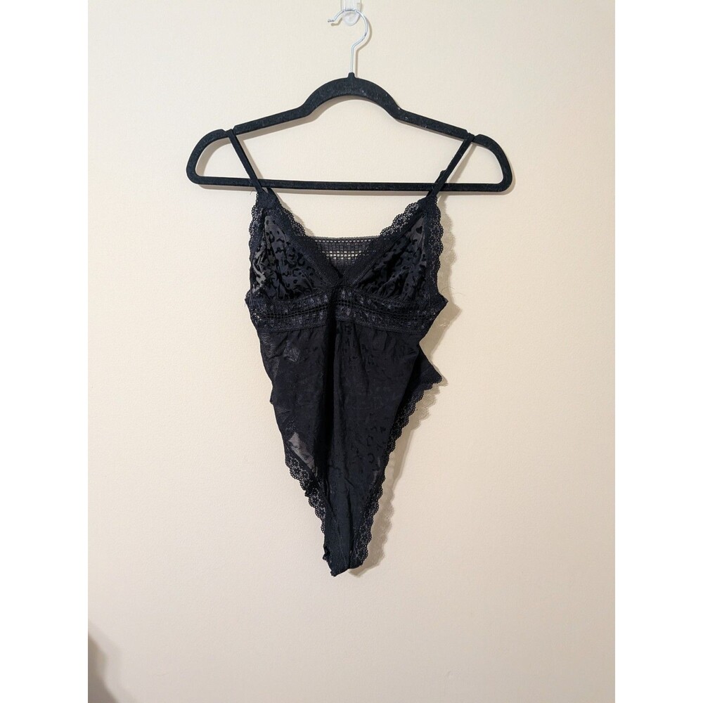 The Escante Collection Black Lace Mesh Bodysuit Teddy Cheetah Grunge Coquette S